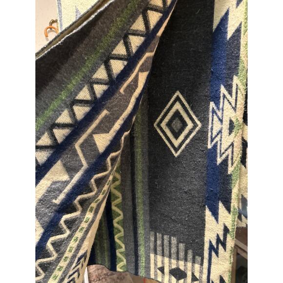 Vtg Alpaca WOOL blanket Peru large Peruvian throw warm seahawk color cabin - Picture 8 of 12